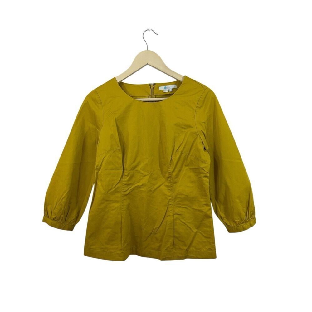 Boden 6 Blouse Top Zip Back Womens 1/2 Sleeve Cotton Style W0271 Womens